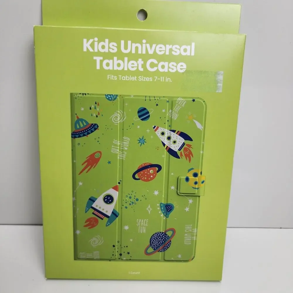 GEMS Kids Universal Green Space Themed Tablet Case Adjustable Viewing Fits 7-11